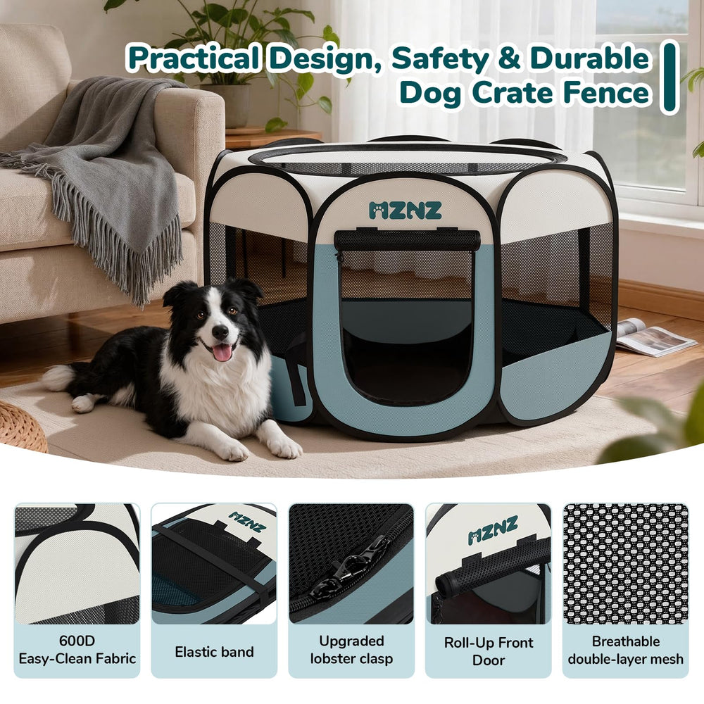 MZNZ dog playpen includes carry bag for travel and storage