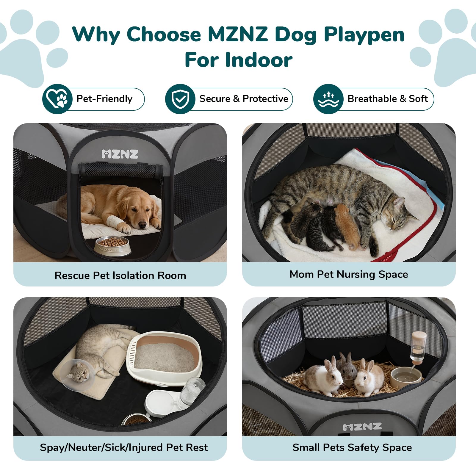 MZNZ portable carrying bag keeps the playpen organized on trips.