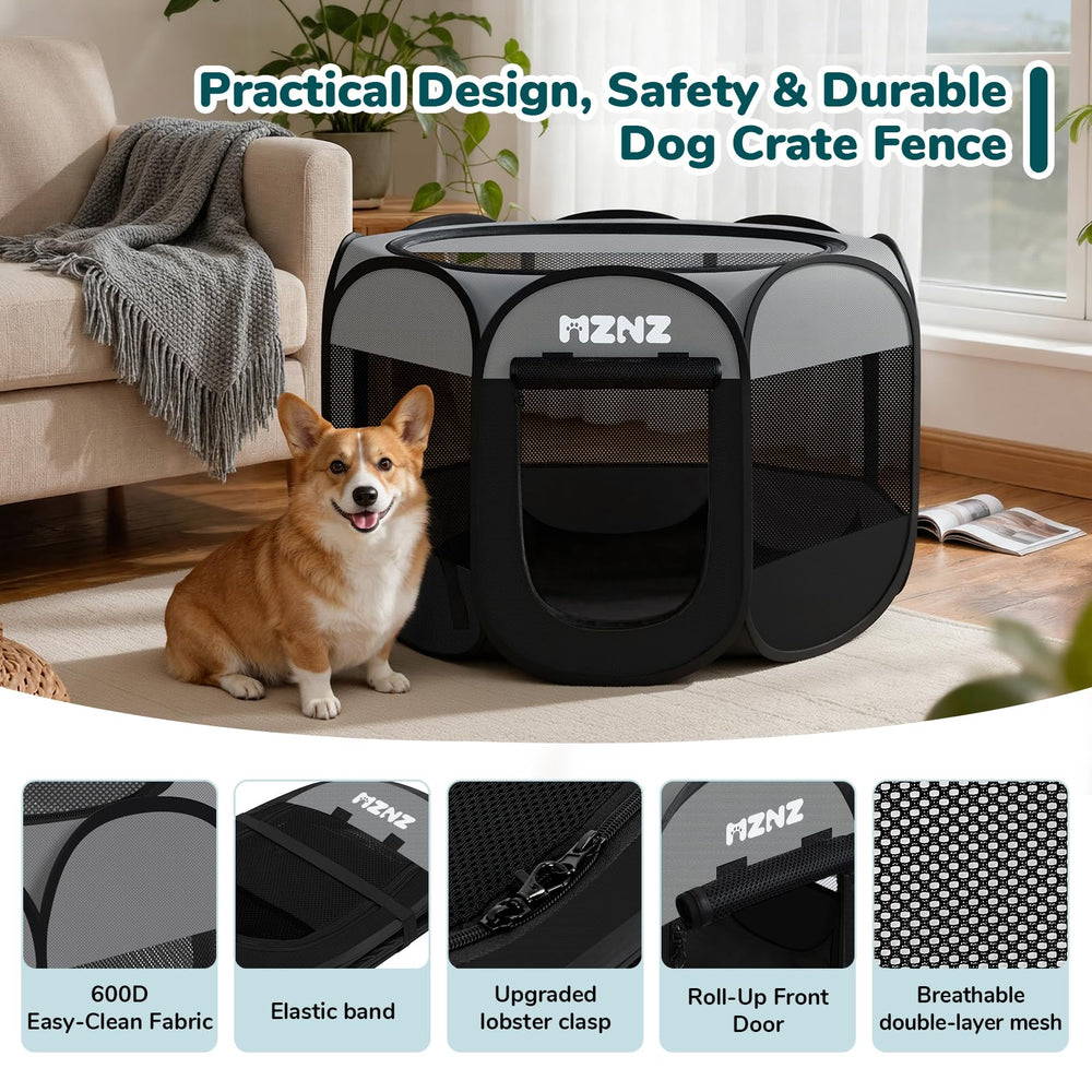 MZNZ dog playpen easy to clean with wipeable surface.