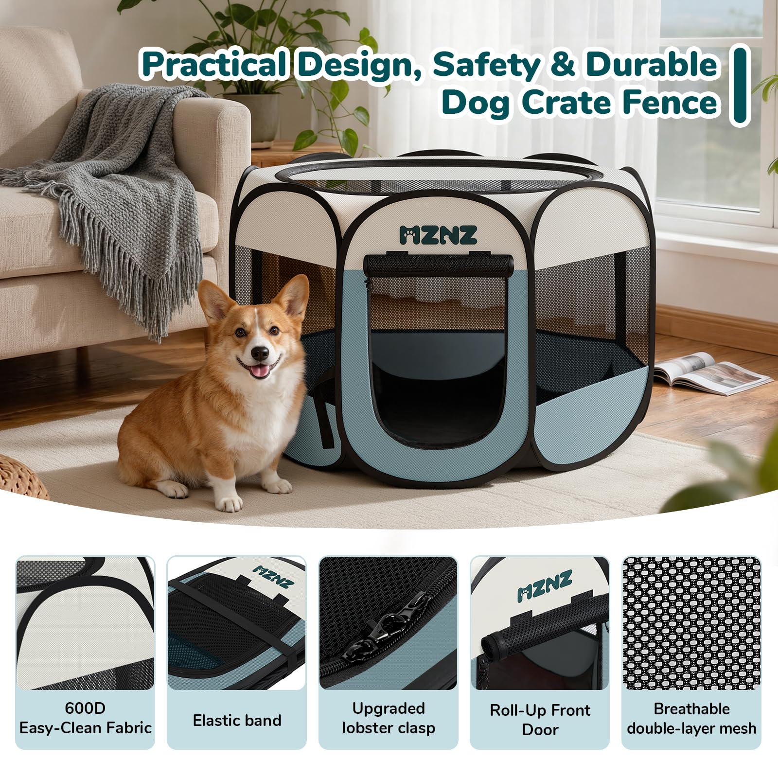 MZNZ dog playpen easy to wipe clean and air dry