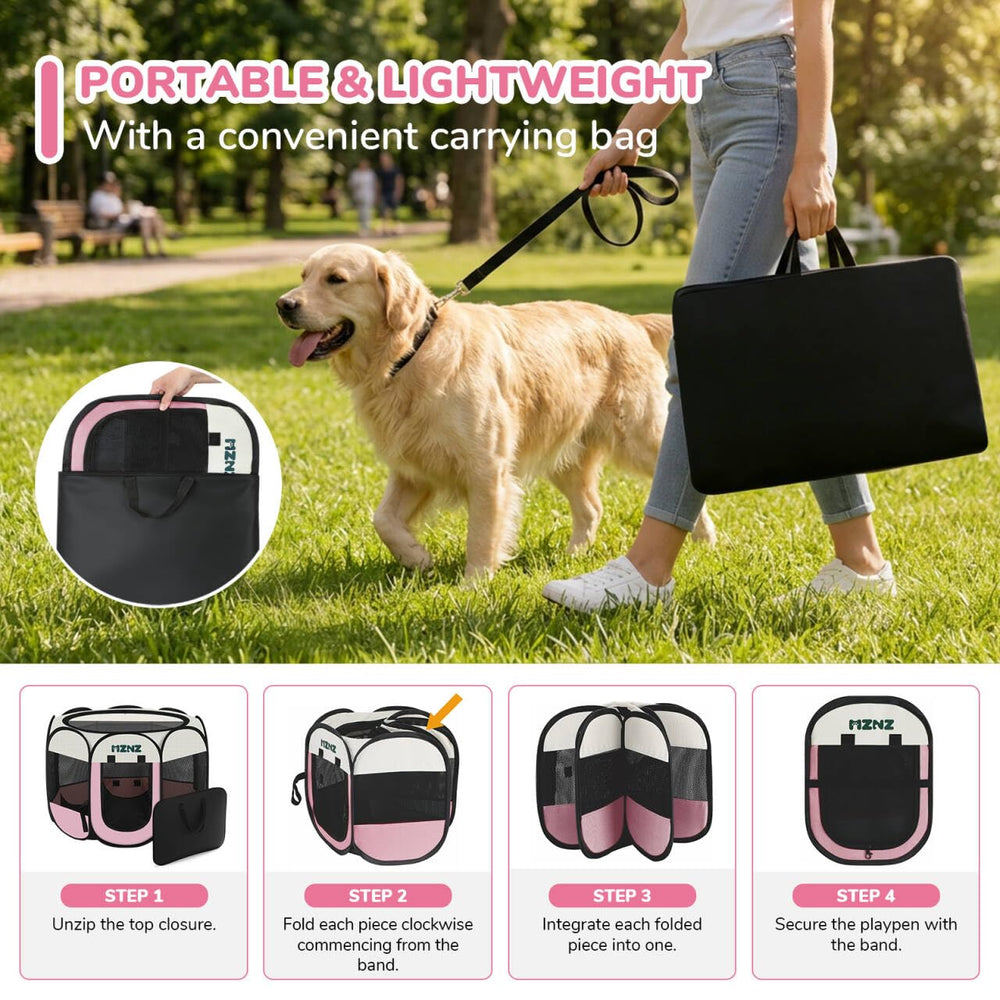 MZNZ Dog Playpen eight-mesh-sides for airflow and visibility