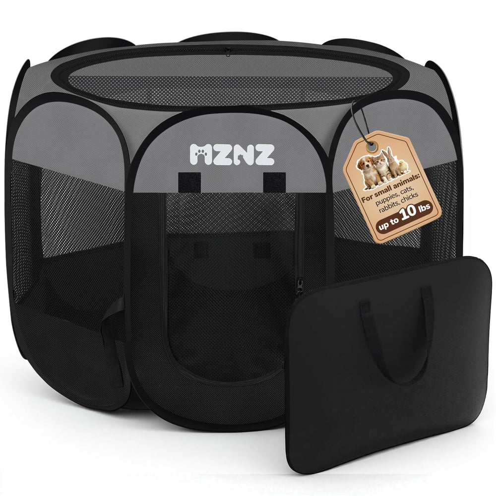 MZNZ dog playpen foldable pop-up setup for easy portability and quick use.
