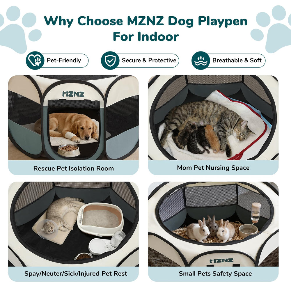 MZNZ dog playpen half-mesh top shields sun while still ventilated