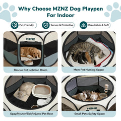 MZNZ dog playpen half-mesh top shields sun while still ventilated