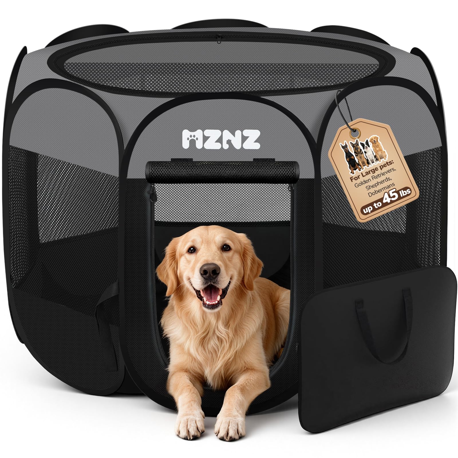 MZNZ dog playpen foldable for quick indoor-outdoor setup and containment.