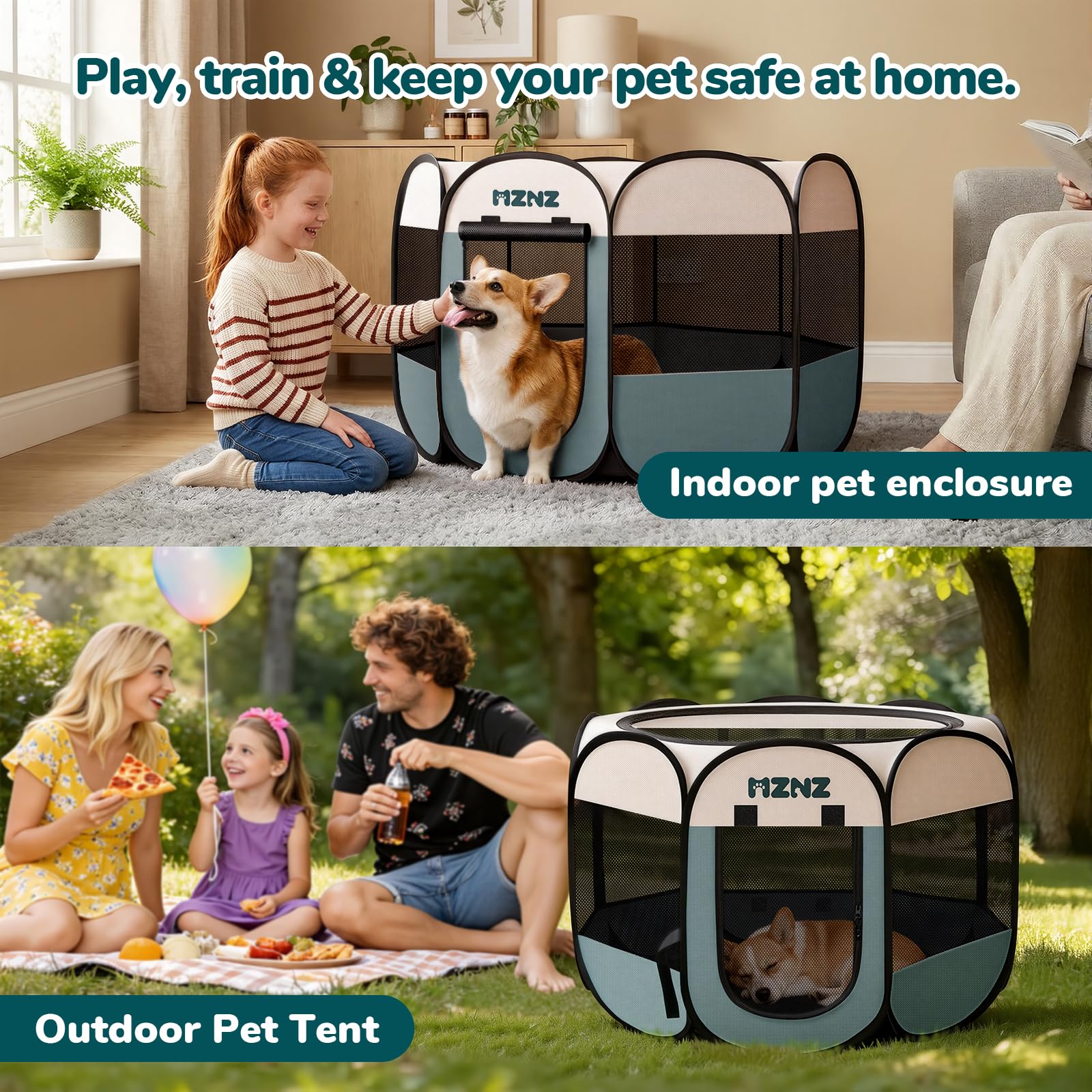 MZNZ dog playpen outdoor use for weather-ready play space