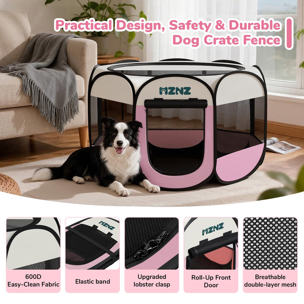 MZNZ dog playpen outdoor use provides a ventilated space.