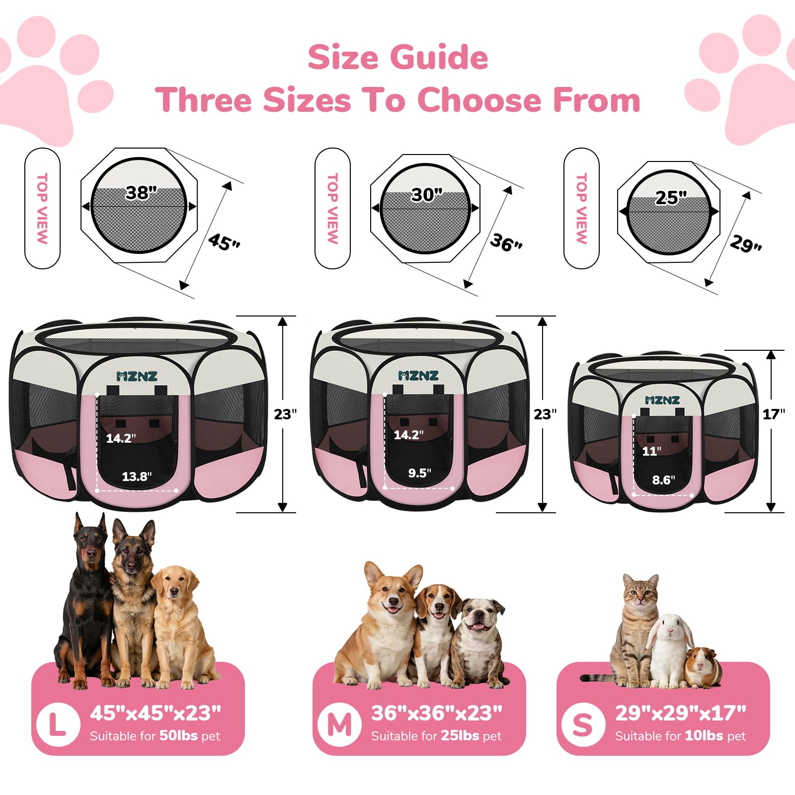 MZNZ dog playpen setup with open view for easy supervision.