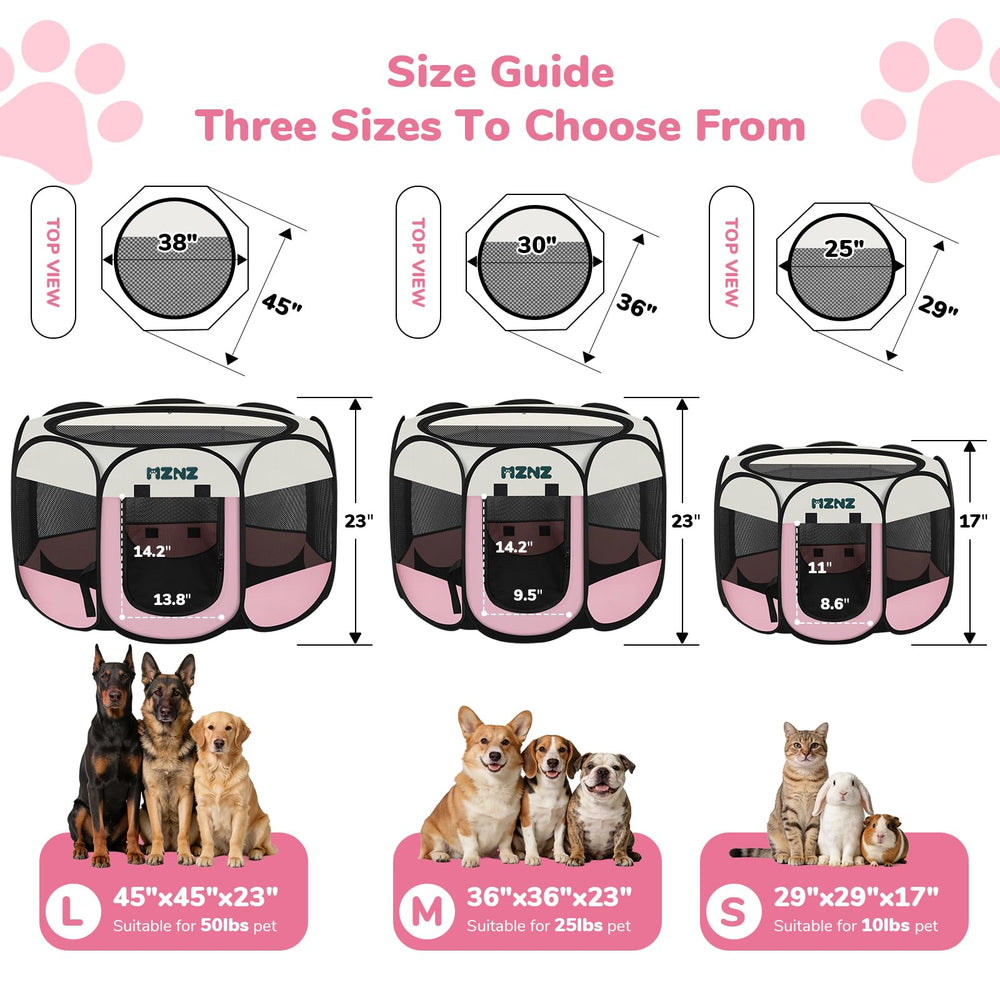MZNZ dog playpen setup with open view for easy supervision.