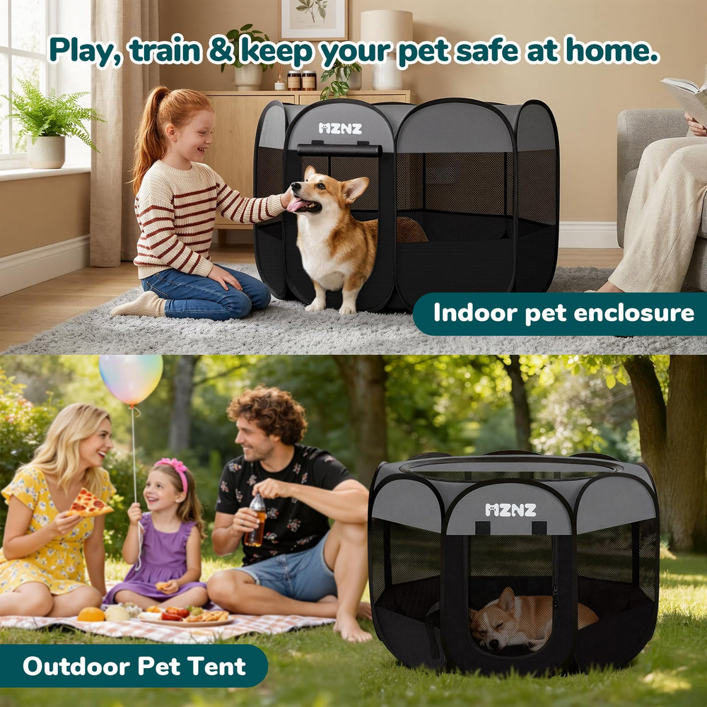 MZNZ dog playpen spacious interior for play and rest.