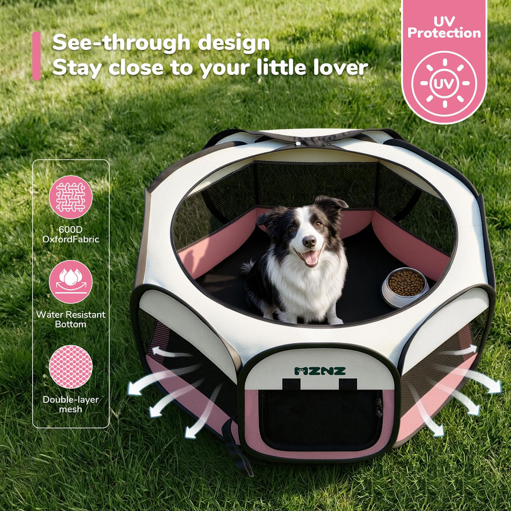 MZNZ dog playpen waterproof fabric easy to clean.