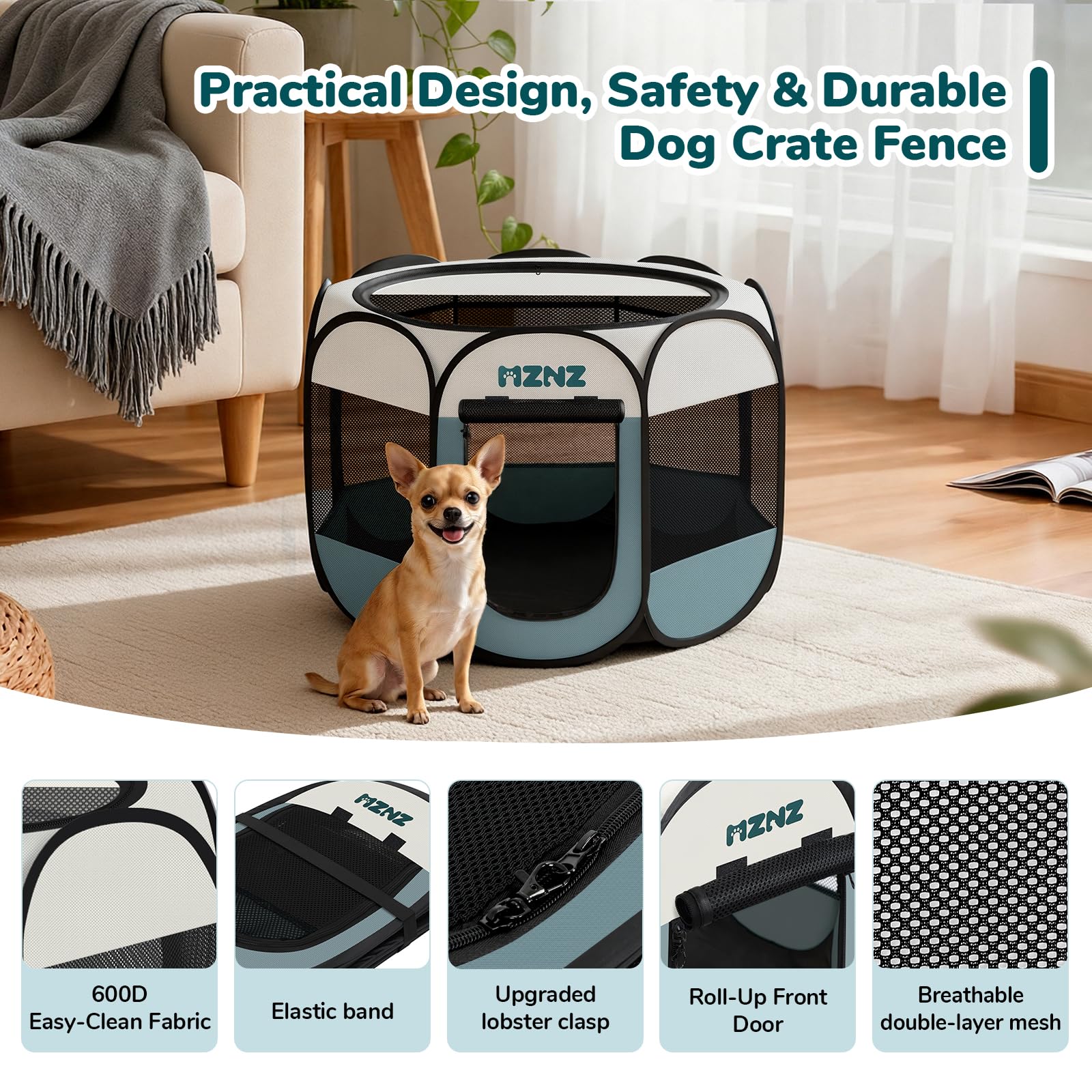 MZNZ pop-up playpen requires no tools for quick setup