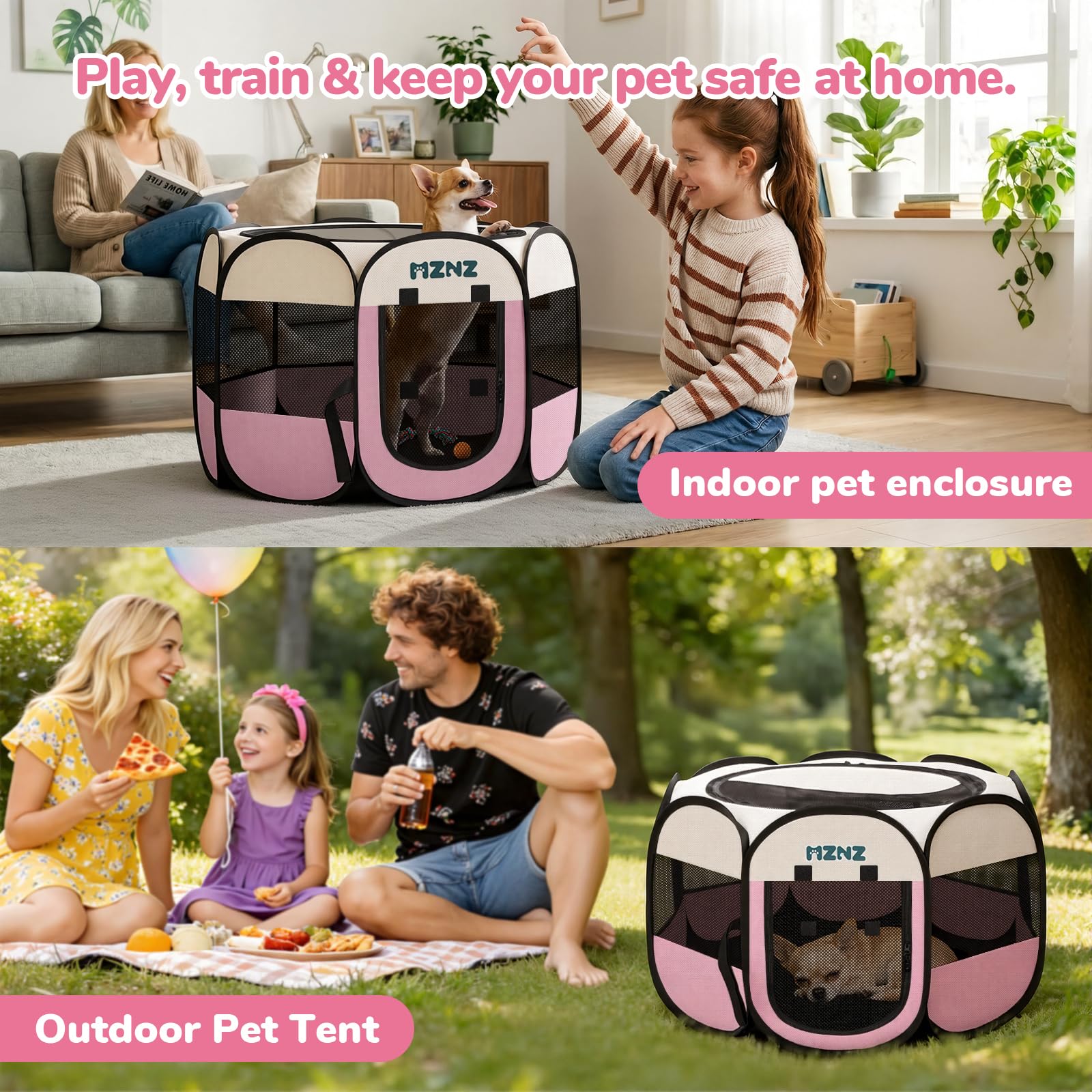 MZNZ semi-mesh top provides shade for outdoor use.