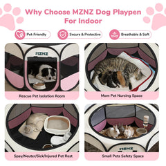 MZNZ puppy playpen top mesh emphasizes ventilation and visibility.