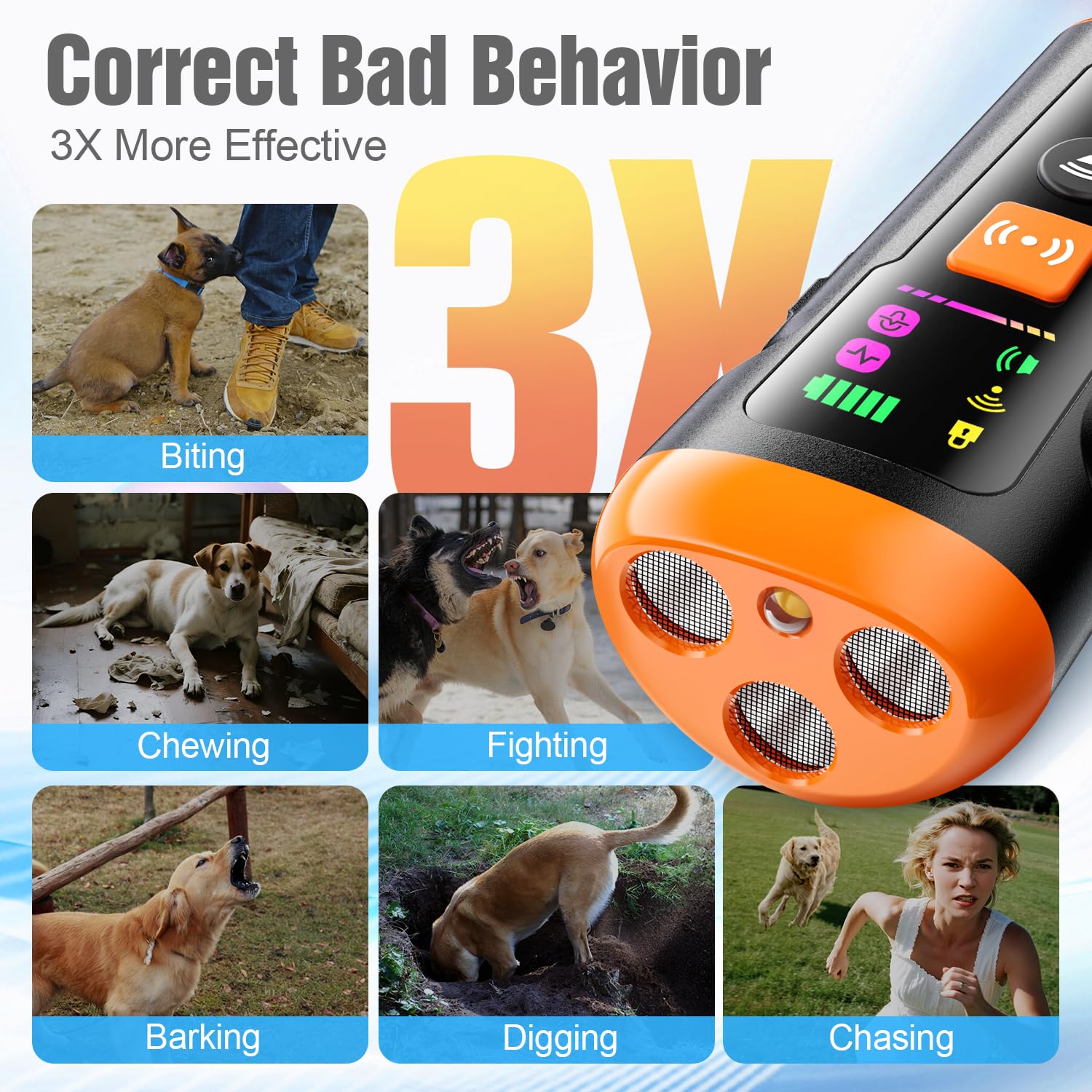 Mzorts ultrasonic training signal with three transmitters for fast behavior correction