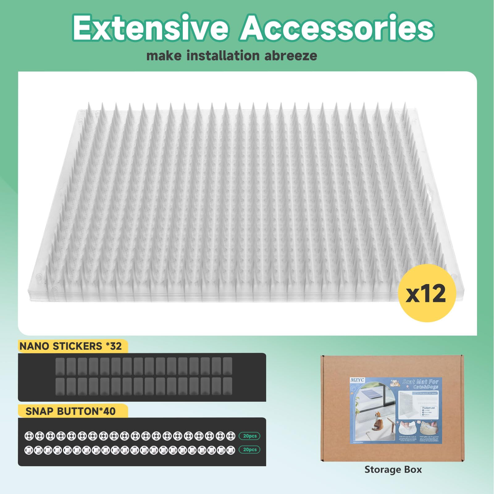 S cat mat with snap-buttons and nano-stickers for secure placement