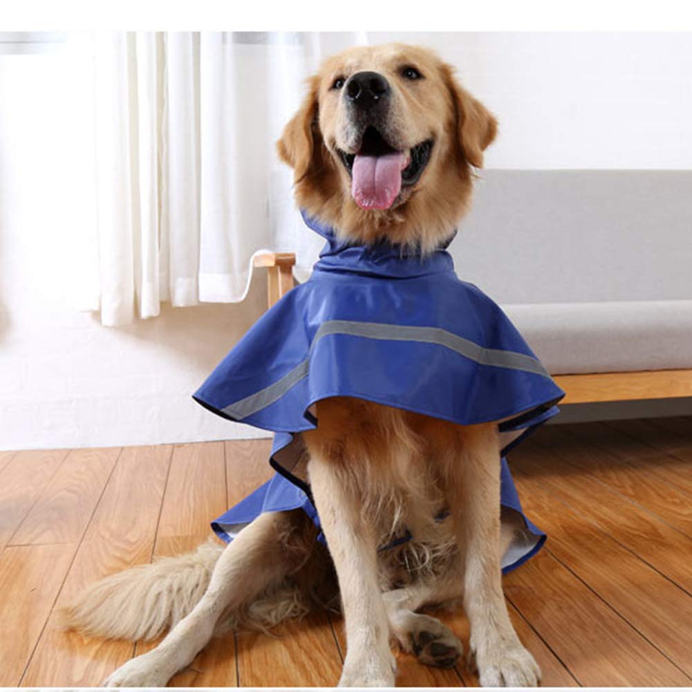 NACOCO dog raincoat XL blue adjustable belly strap ensures secure, comfortable fit.