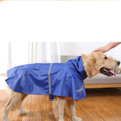 NACOCO dog raincoat XL blue reflective strip enhances nighttime visibility for safe walks.