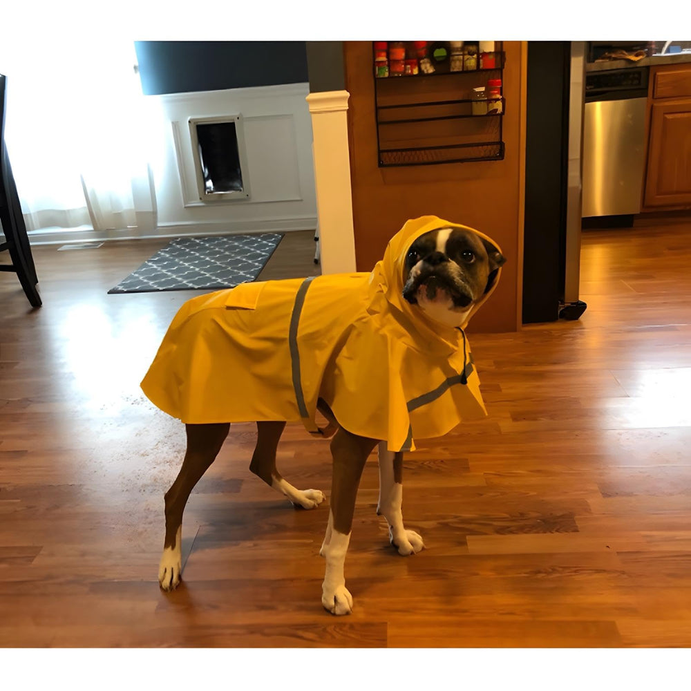NACOCO dog raincoat with reflective strip aids nighttime safety.