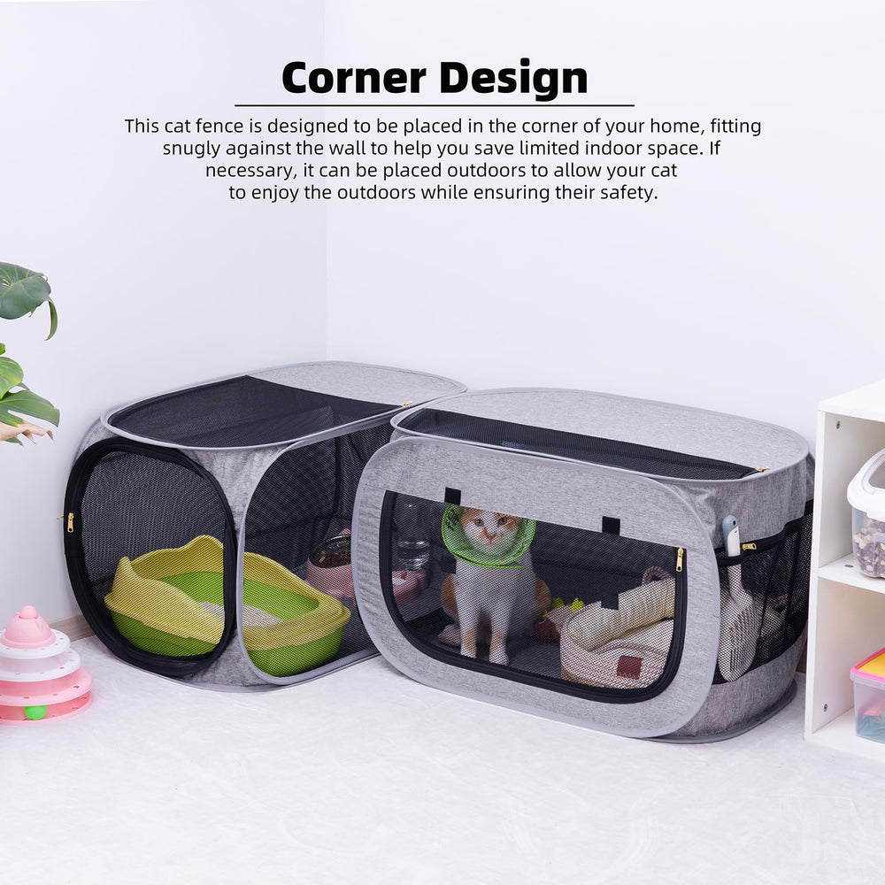 NAFU corner cat playpen suitable for outdoor use on lawns.