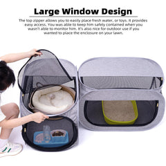NAFU corner cat playpen upper opening enables quick access to water or toys.