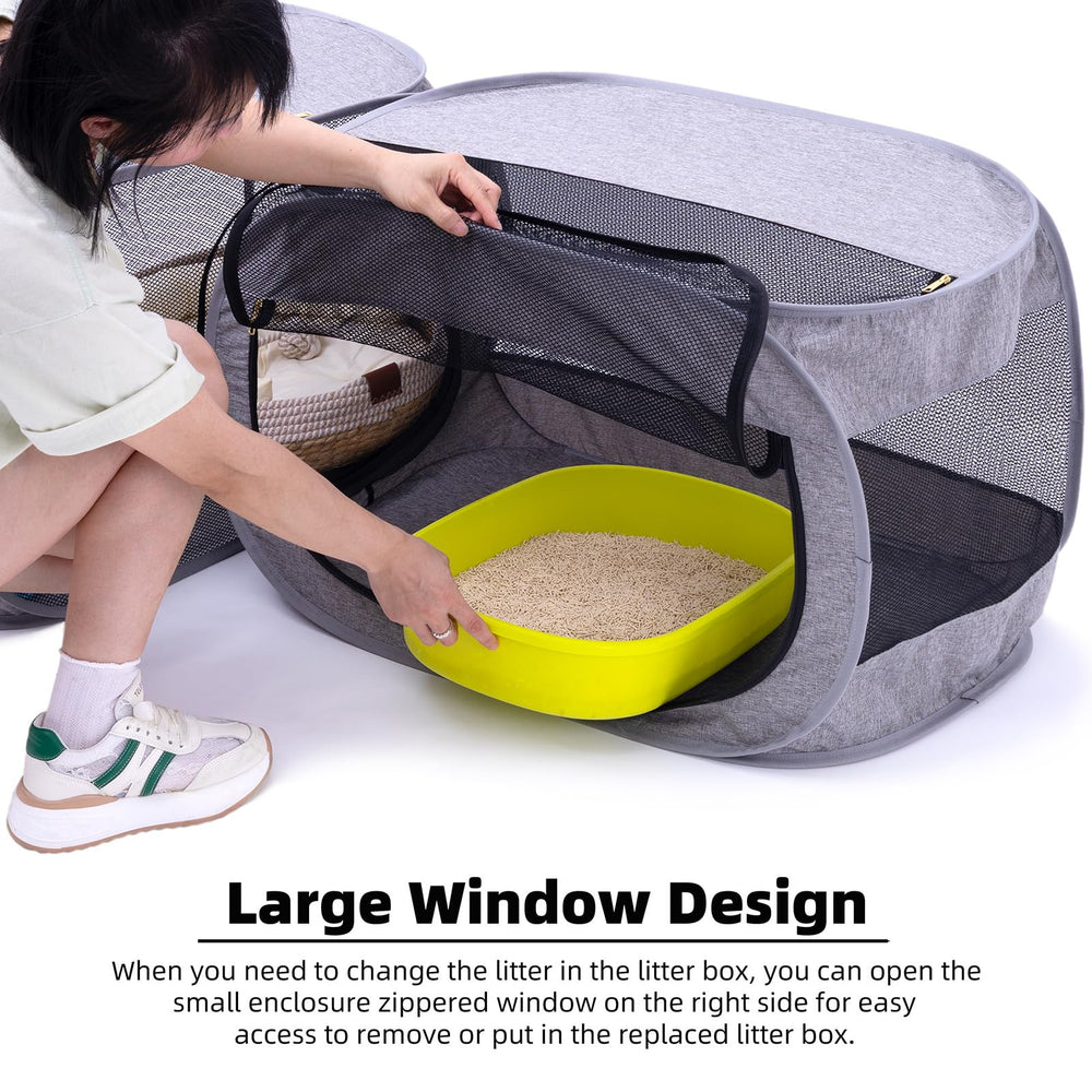 NAFU corner cat playpen breathable sides provide airflow and pet comfort.