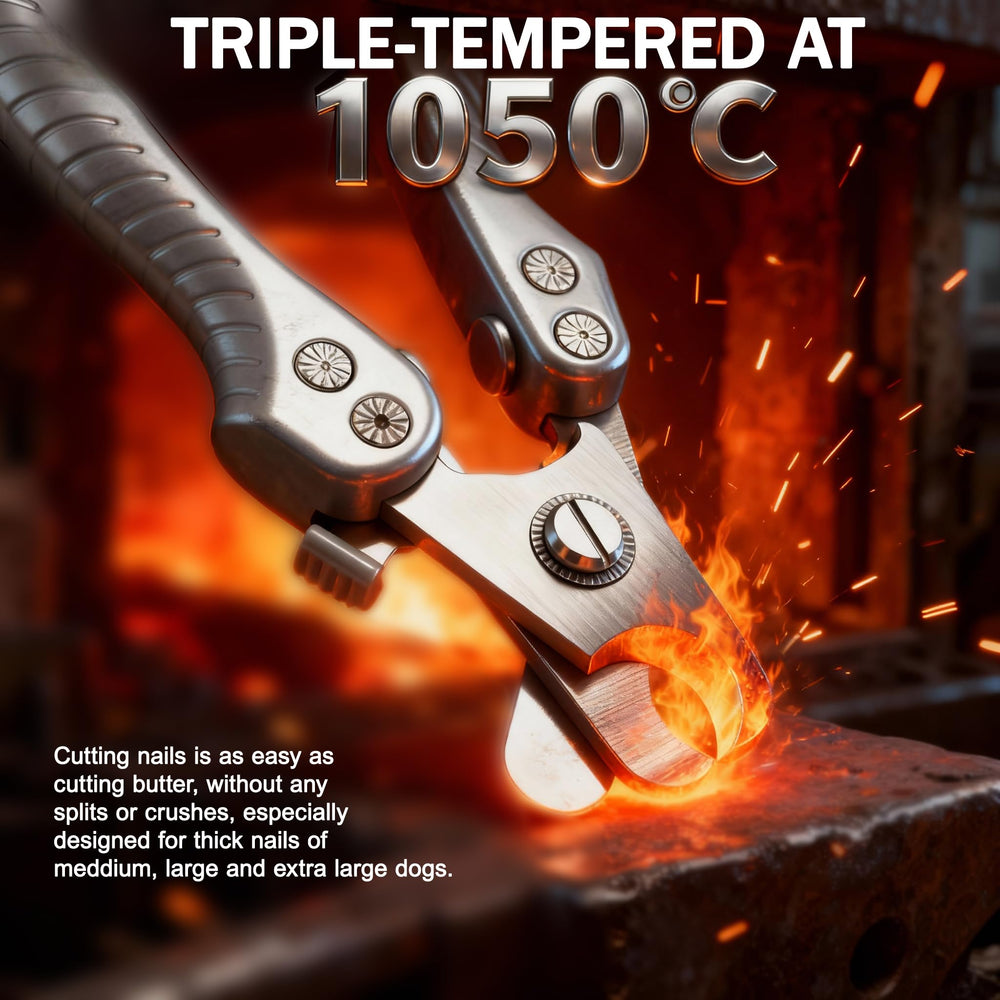 Naigrins dog nail clippers with built-in spring enabling smooth, pinch-free trimming.