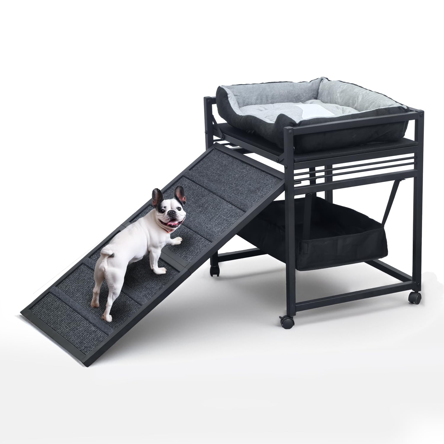 NAILDOKI movable structure pet stairs with seat for safe pet access and lounging.