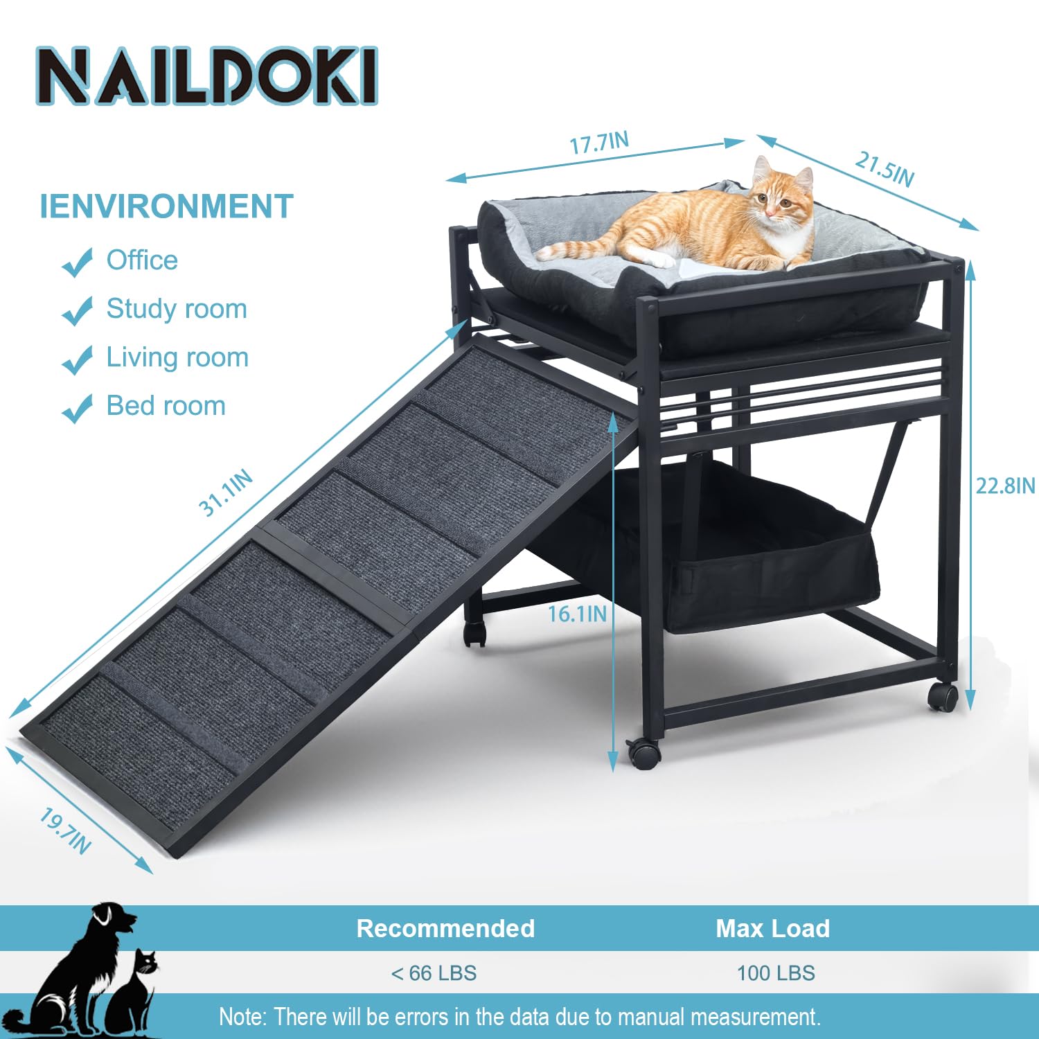 NAILDOKI storage pocket and kennel design keeps pet essentials handy.