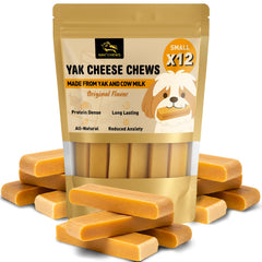 NAK Himalayan Yak Cheese Dog Chews packaging highlights natural ingredients for small dogs.