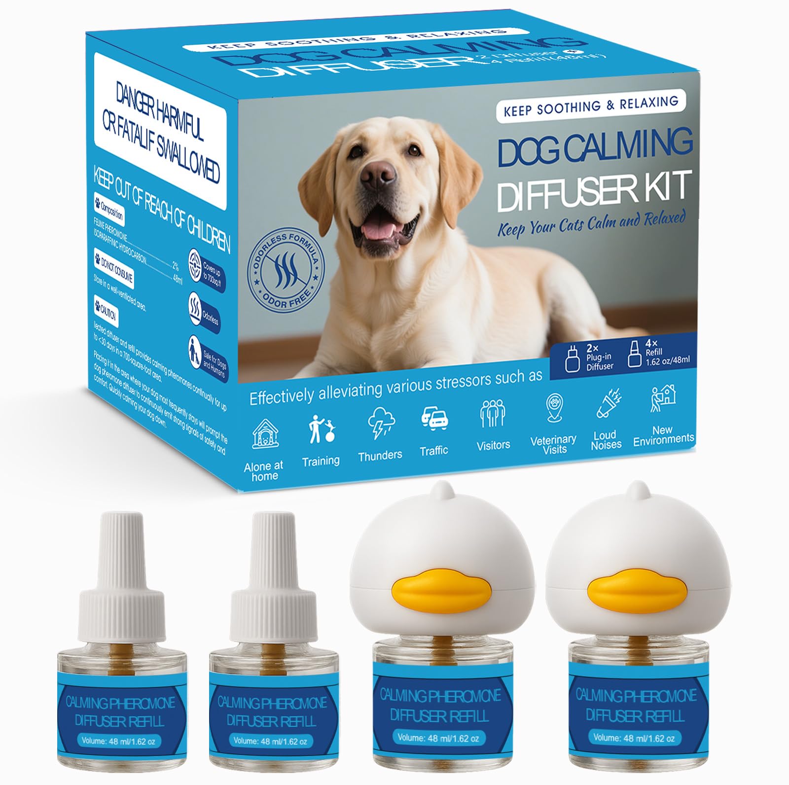 NAKESY dog calming diffuser two-plug-in unit in living room promoting calmer evenings for anxious dogs