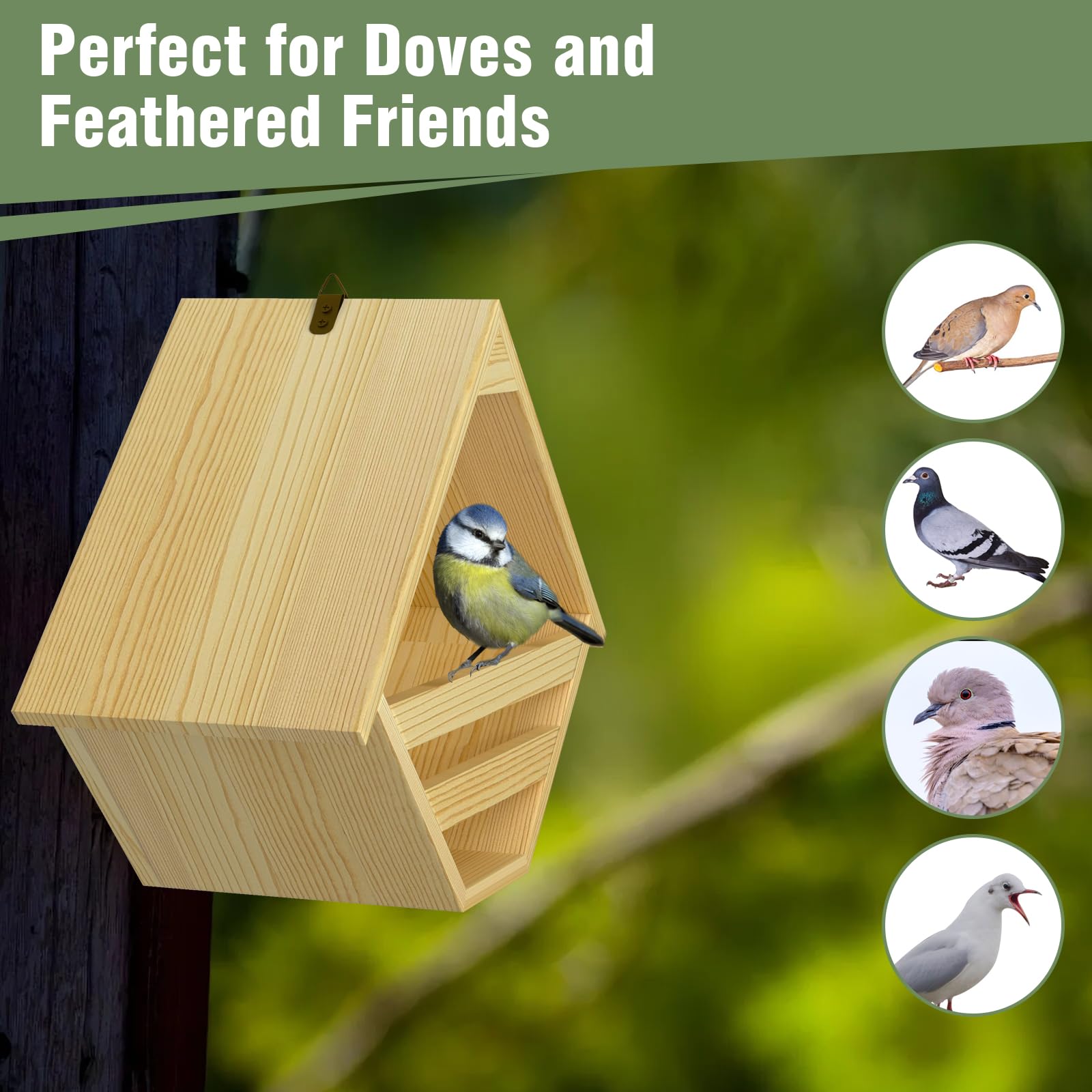 Nalwort Dove Nesting Box close up wood texture emphasizes natural finish