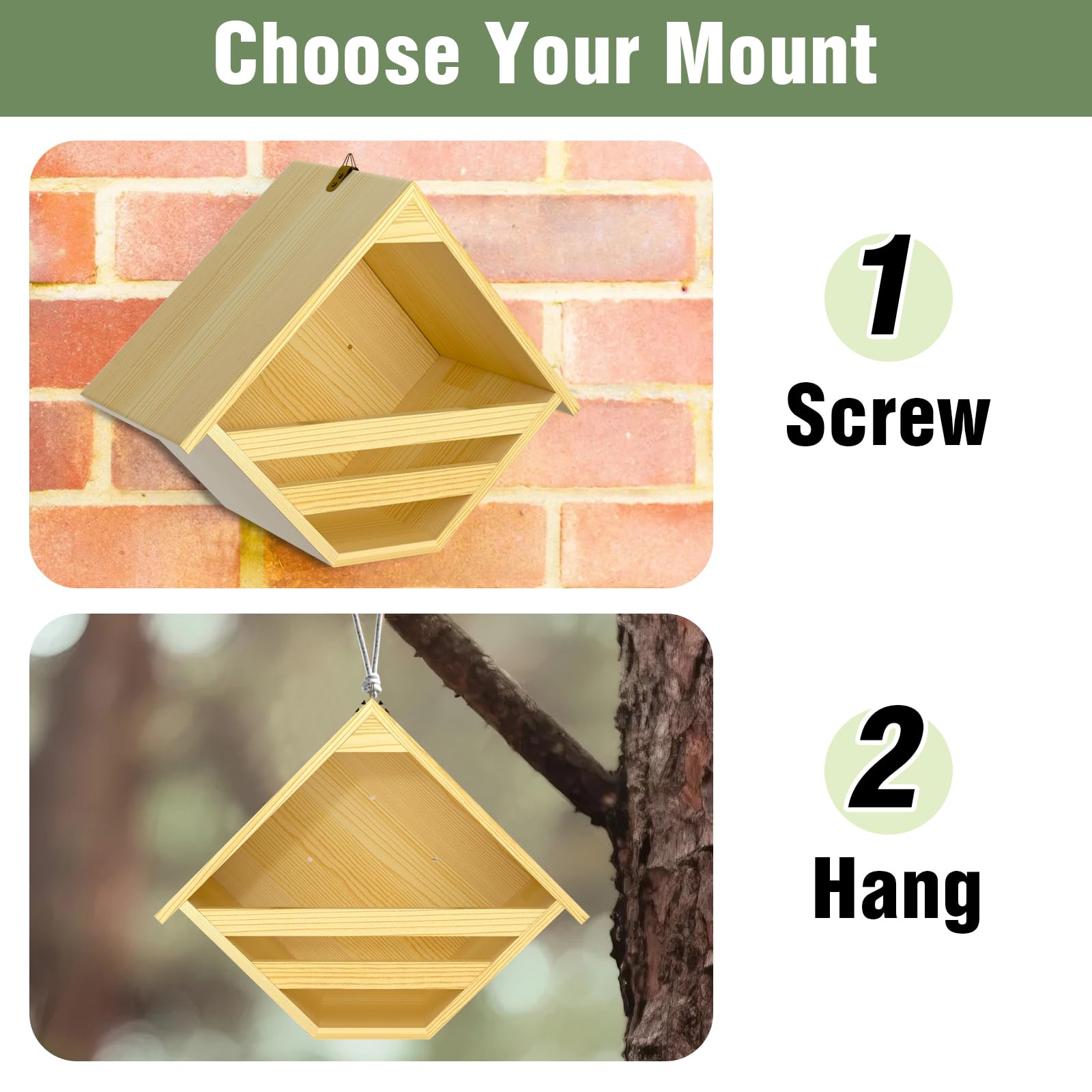 Nalwort Dove Nesting Box pre drilled holes demonstrates mounting options