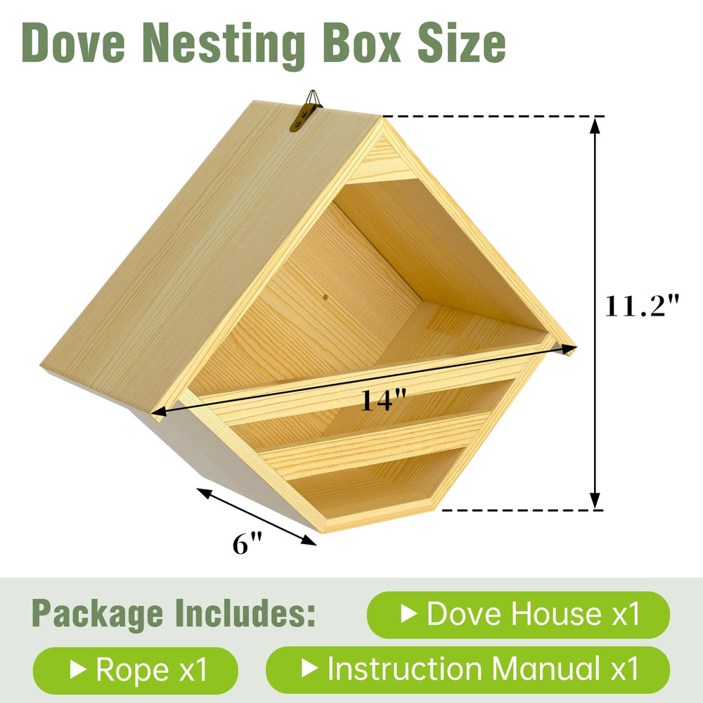 Nalwort Dove Nesting Box side view highlights spacious interior for nesting