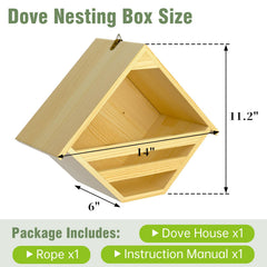 Nalwort Dove Nesting Box side view highlights spacious interior for nesting