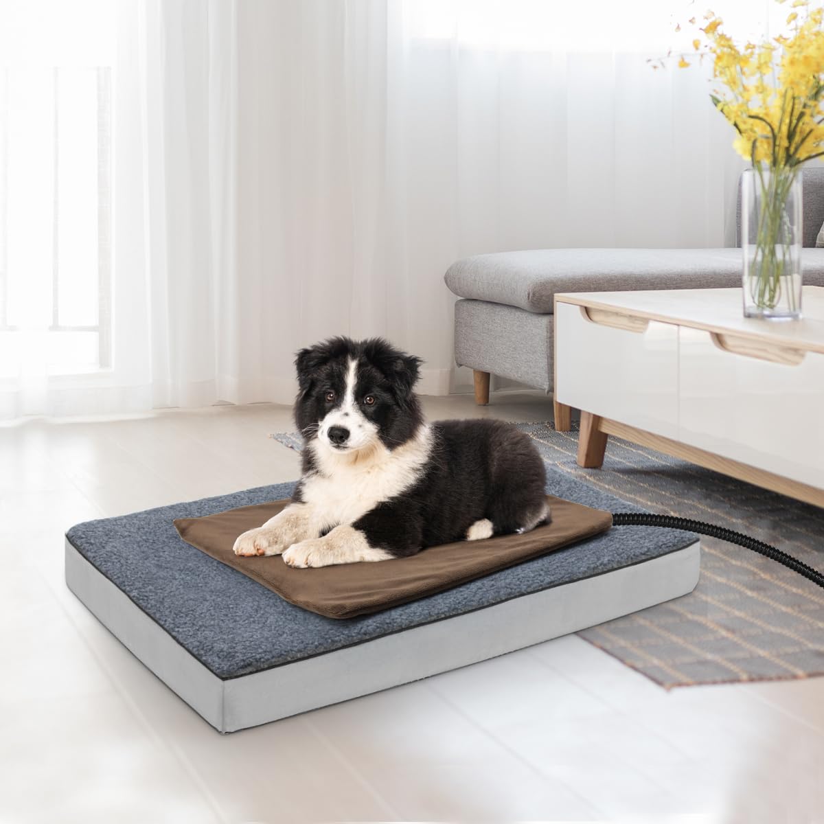 NAMOTEK pad in a cozy bed suitable for dogs and cats.