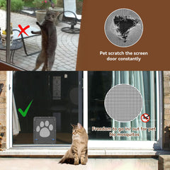 NAMSAN cat door installed on a screen door for easy setup.