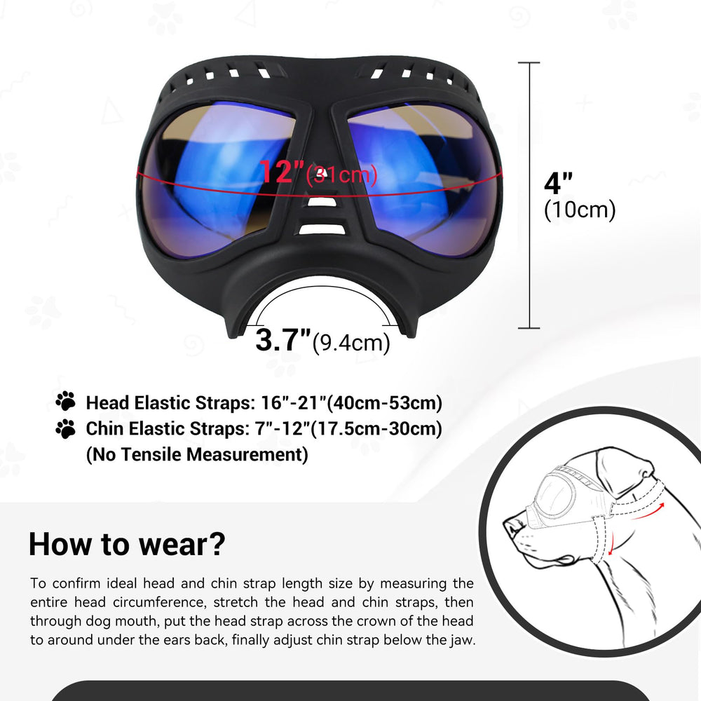 NAMSAN clear dog goggles adjustable straps ensure secure fit during activity.