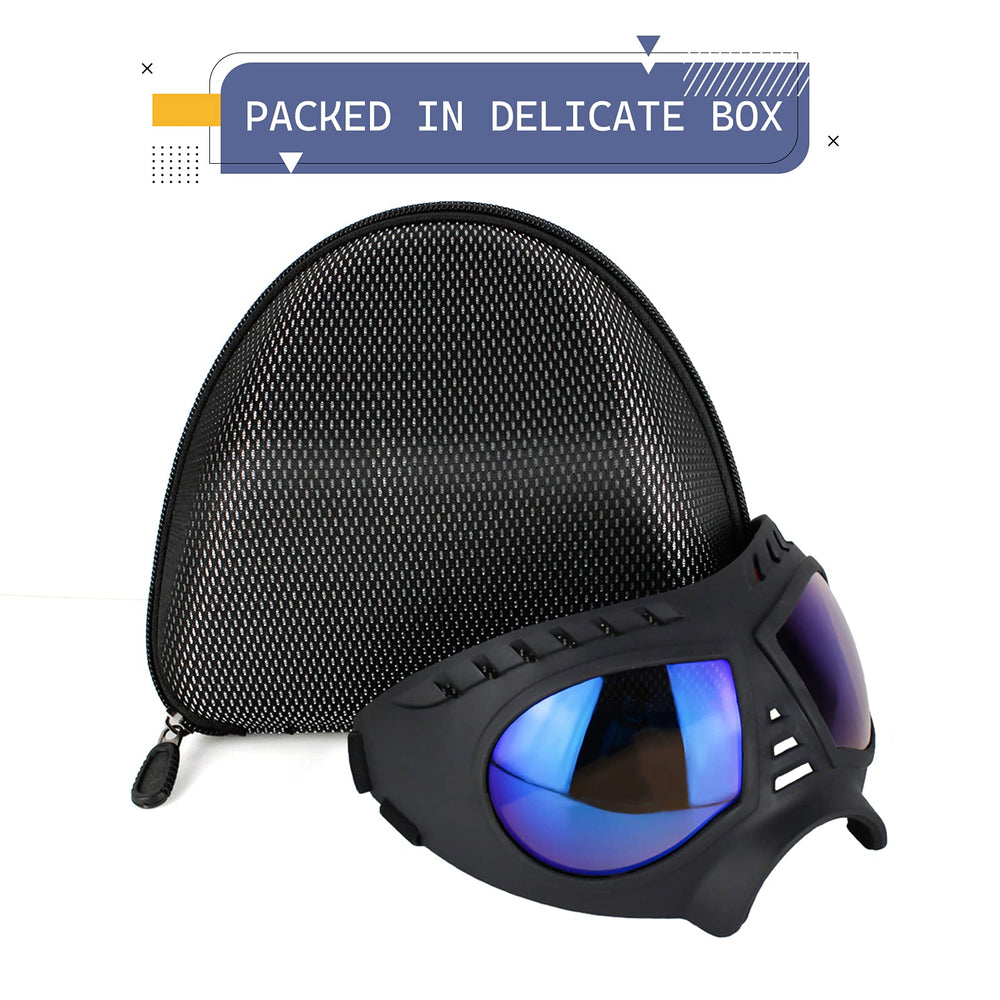 NAMSAN clear dog goggles vented frame reduce fog for clear vision.