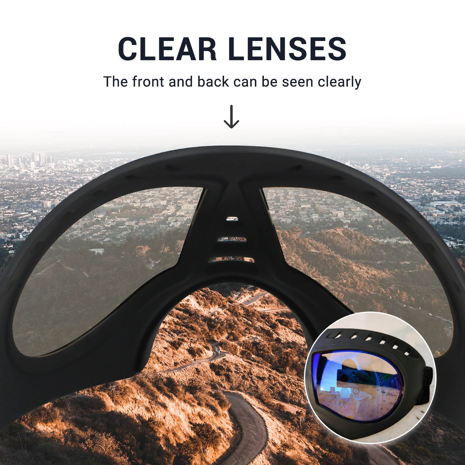 NAMSAN clear dog goggles UV-resistant lenses reduce sun glare.