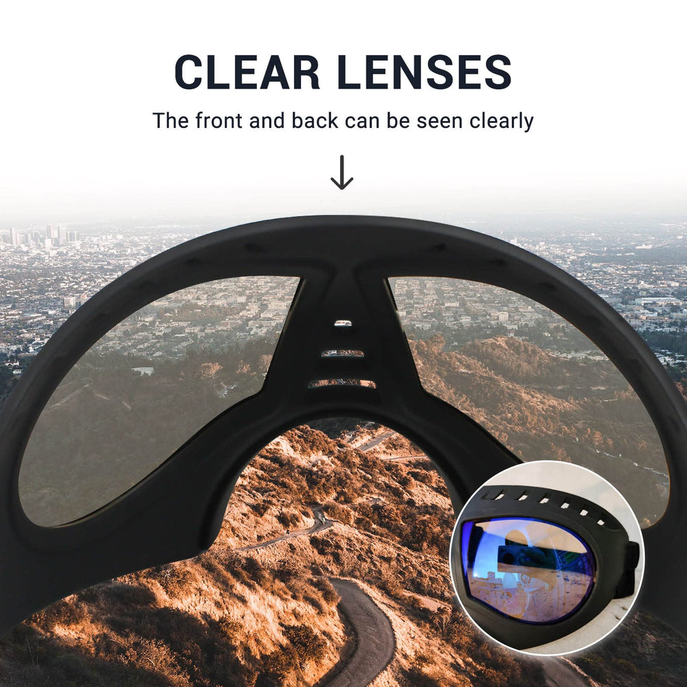 NAMSAN clear dog goggles UV-resistant lenses reduce sun glare.