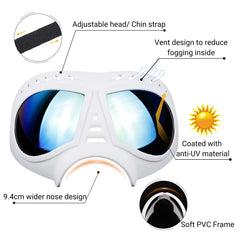 NAMSAN dog goggles with UV protection shield eyes from sun rays during daytime hikes.