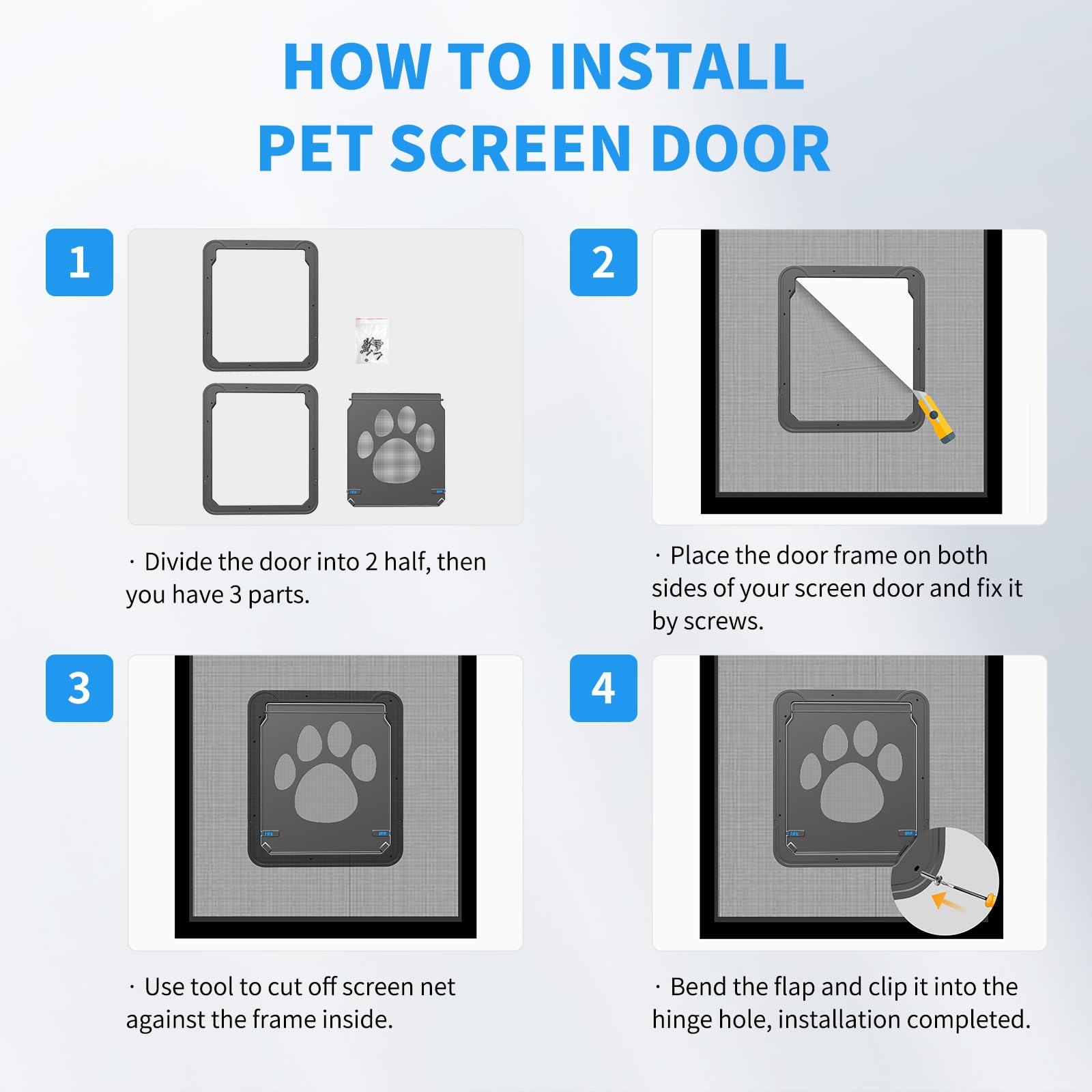NAMSAN simple installation on screen doors and thin exterior doors