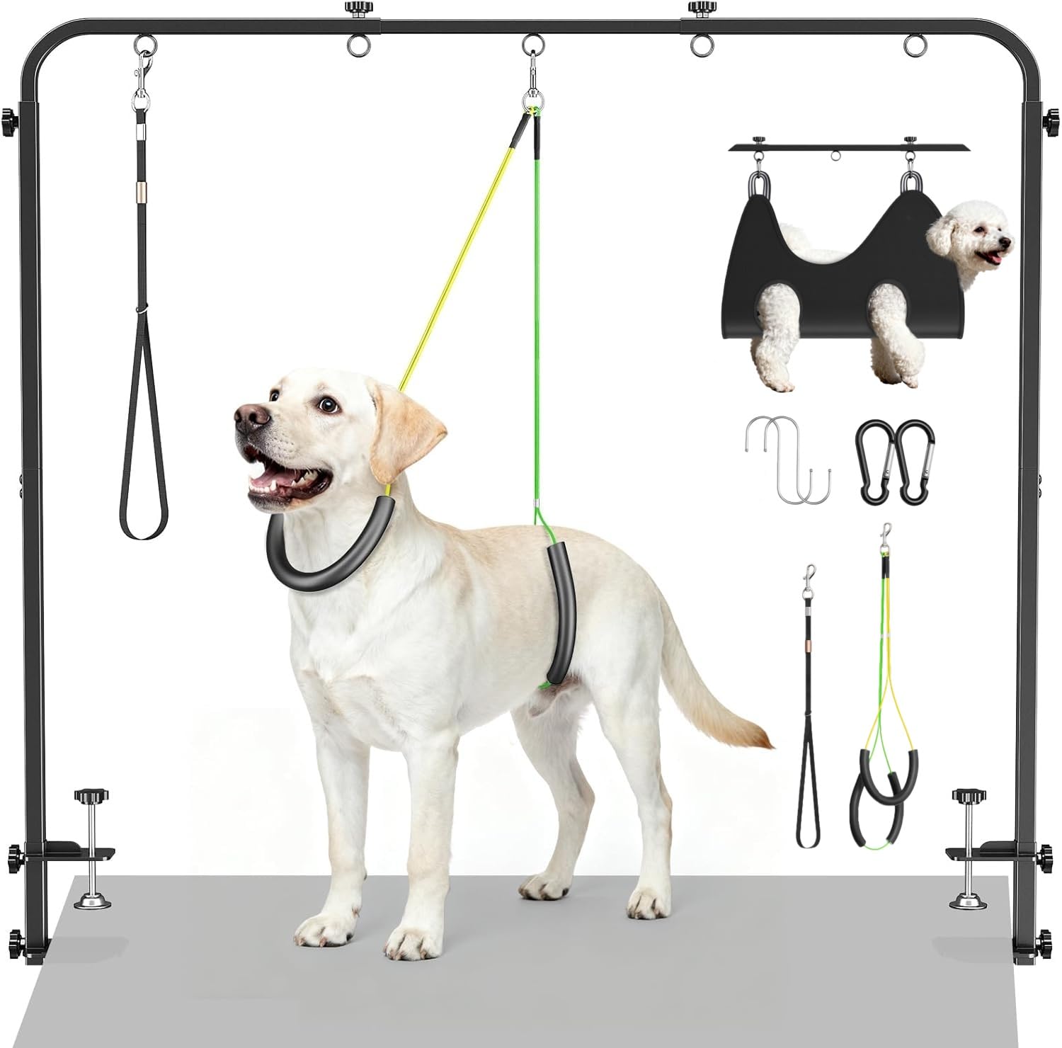 NantFun dog grooming arm with hammock supports calm, secure handling during grooming.