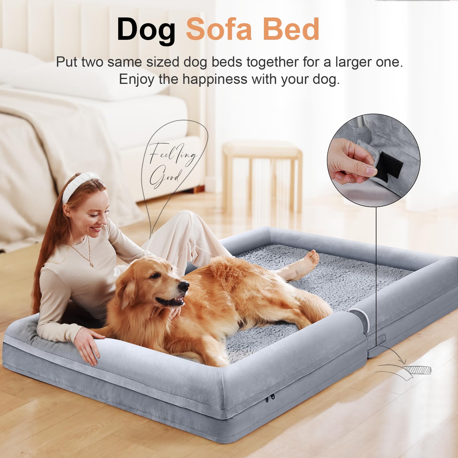 NANUYA bed features a three-sided bolster for versatile comfort.
