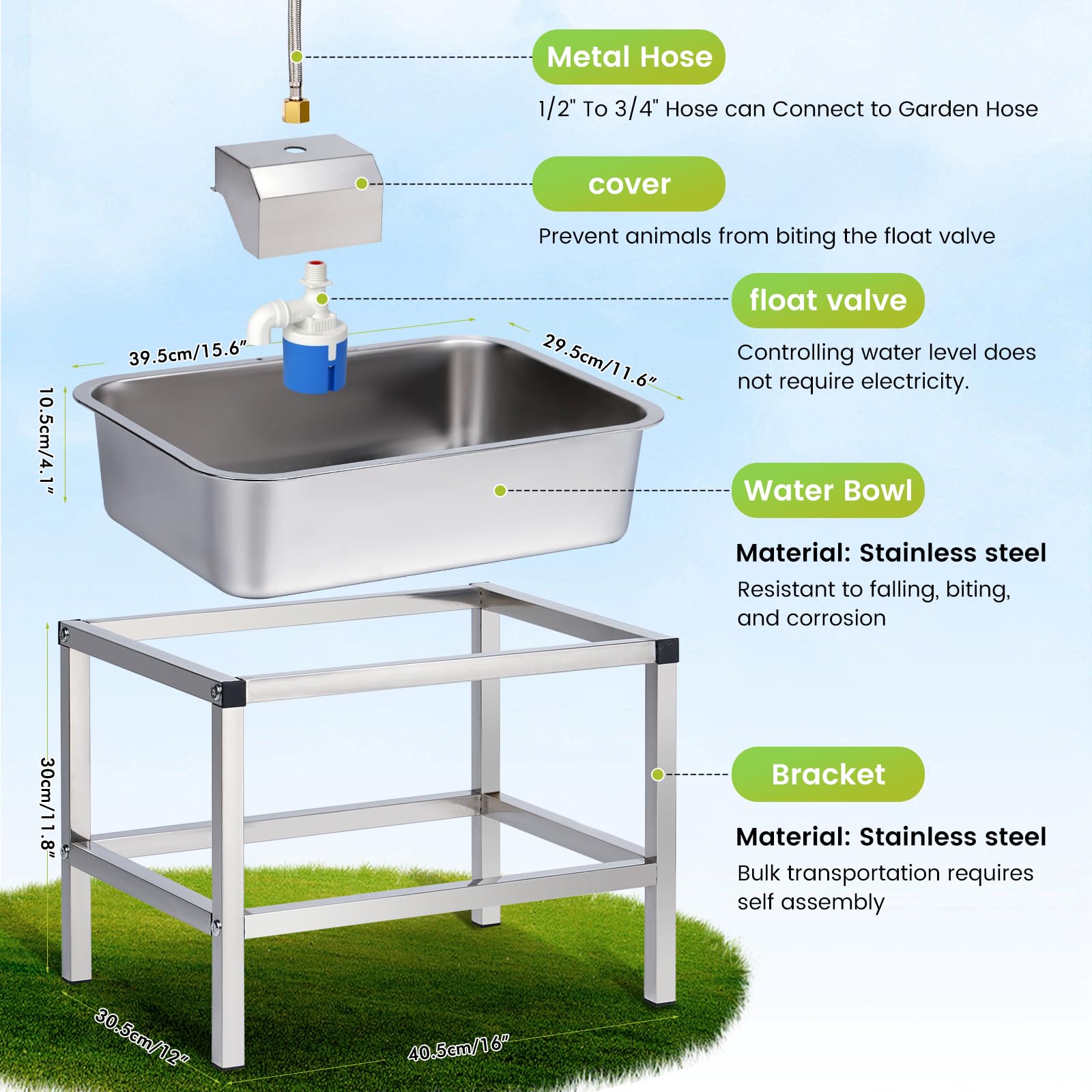 NAOEDEAH hose connection for quick installation and garden hose compatibility.
