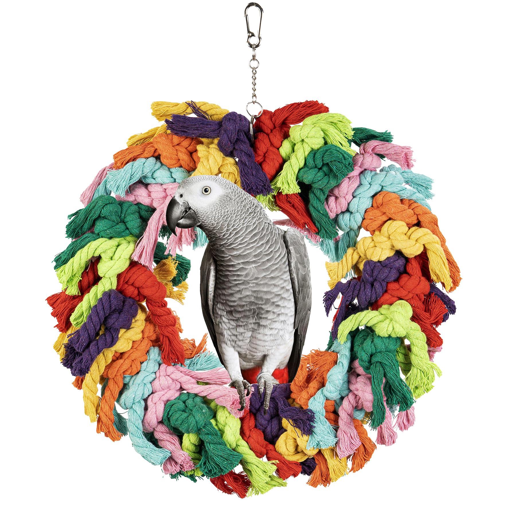 Napiass Parrot Swing with colorful cotton rope for safe chewing and play