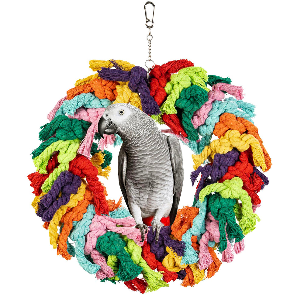 Napiass Parrot Swing with colorful cotton rope for safe chewing and play