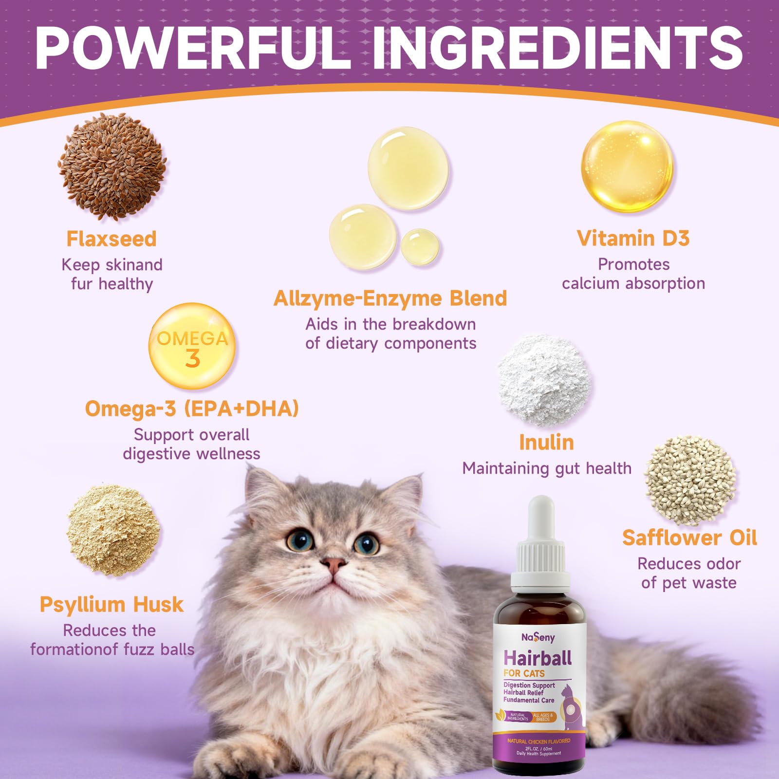 NaSeny hairball remedy chicken flavor invites picky cats to take their daily dose.