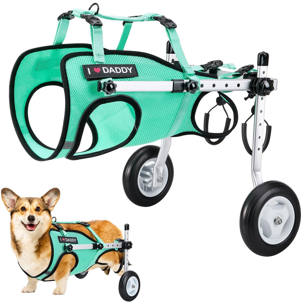 Nasjac dog wheelchair back legs design supports mobility for injured dogs.